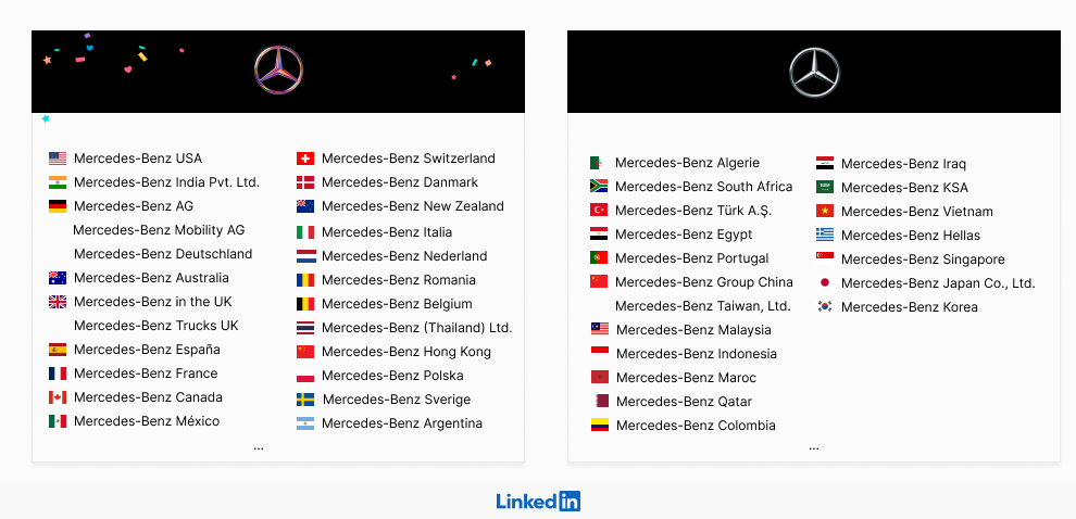 Mercedes-Benz changed logos to support Pride Month on LinkedIn, dongou.tech
