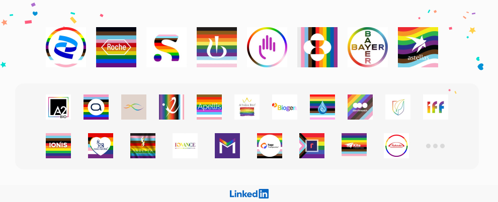 Pharmaceutical, chemical, and biological industries changed logos to support Pride Month on LinkedIn, dongou.tech